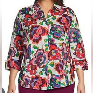 Investments Plus Size Taylor Gold Label Non-Iron Brushed Floral